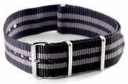NATO watch strap Black/Grey - NATO nylon watch strap