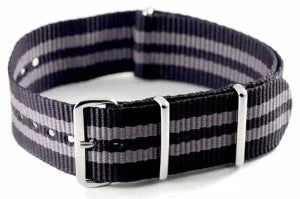 NATO watch strap Black/Grey - NATO nylon watch strap