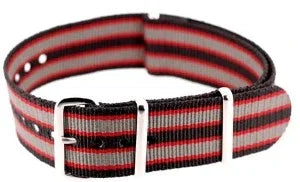 NATO watch strap Black/Red/Grey - NATO nylon watch strap