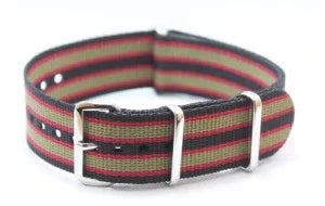 NATO watch strap Black/Red/Olive - NATO nylon watch strap