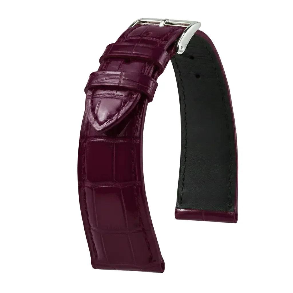 KronoKeeper strap - Felix Alligator bespoke glossy - raspberry - alligator leather watch strap