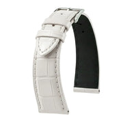 KronoKeeper strap - Felix Alligator bespoke glossy - white - alligator leather watch strap