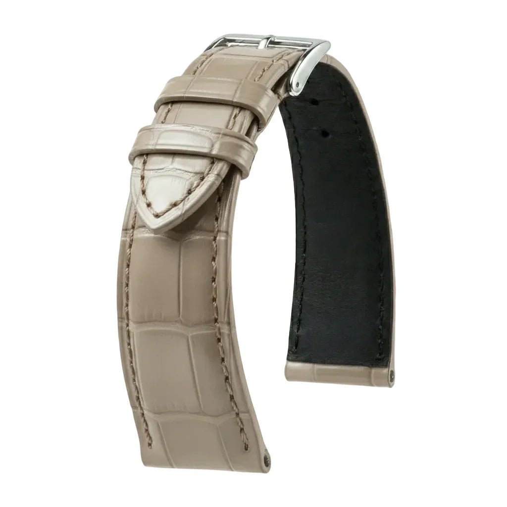 KronoKeeper strap - Felix Alligator bespoke glossy - golden khaki - alligator leather watch strap