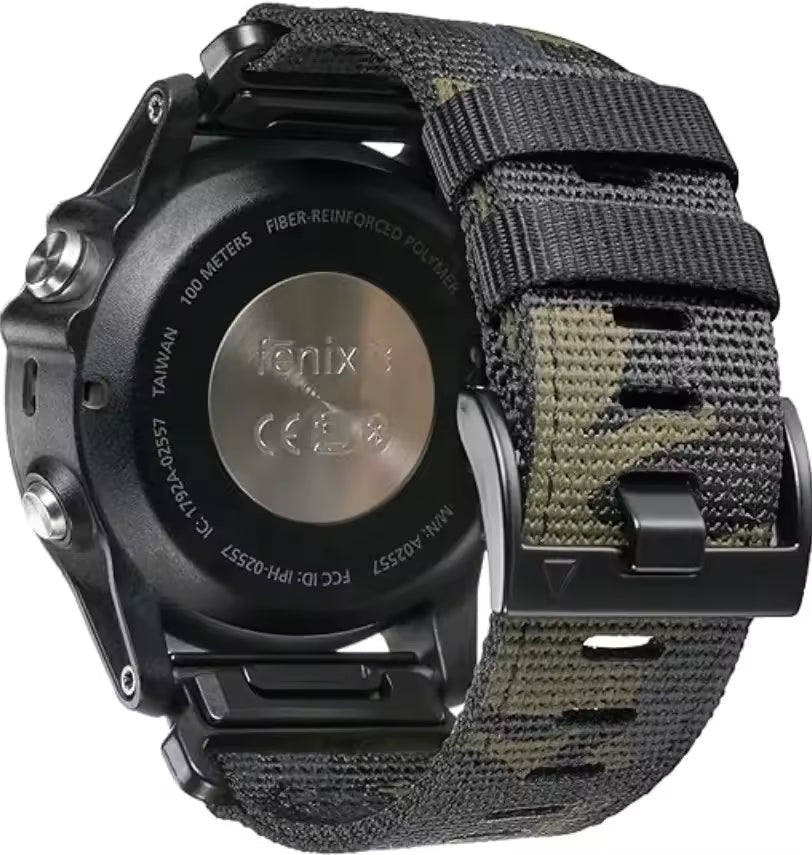 Black Camo nylon strap for Garmin QuickFit 26 mm - KronoKeeper