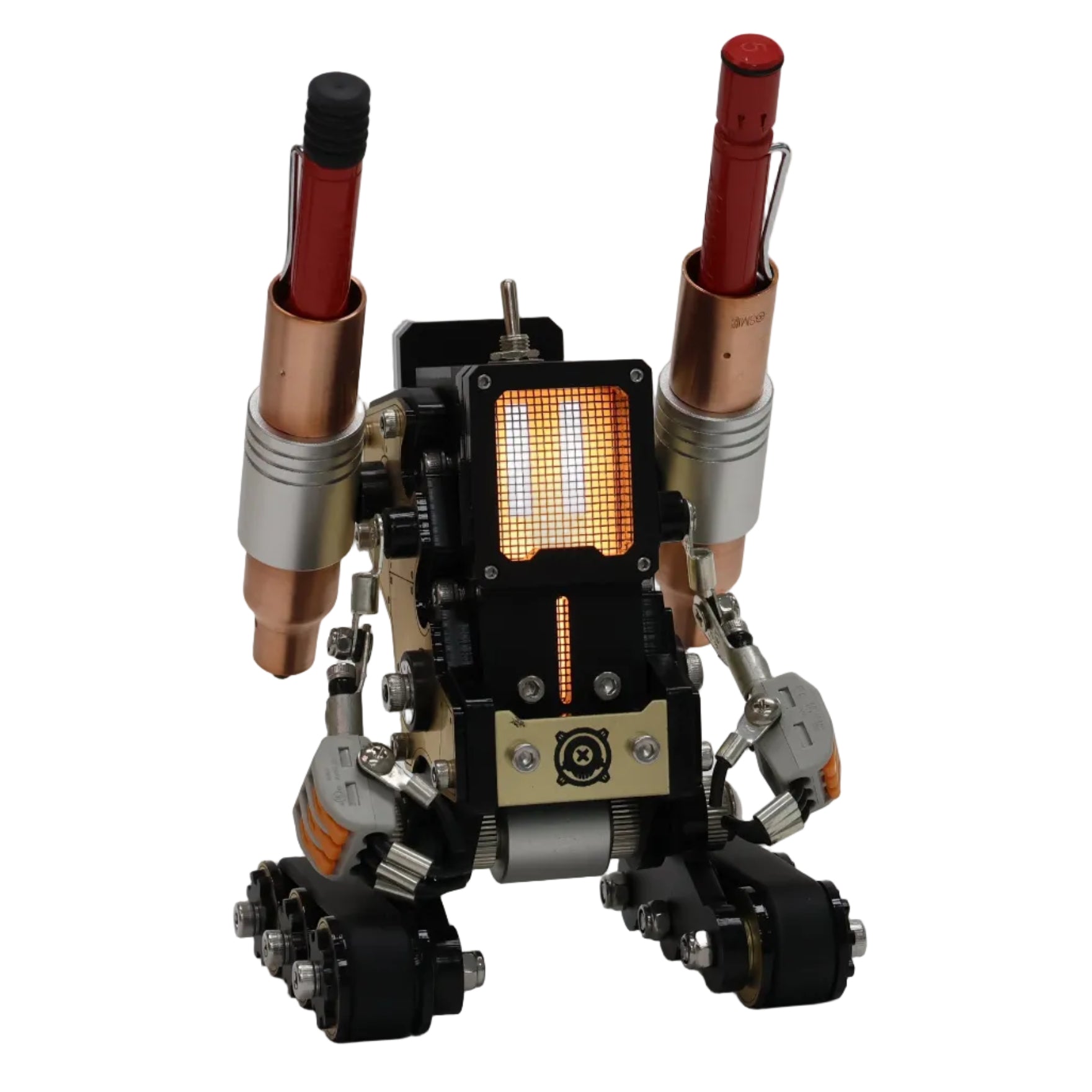 Penlite Tank watch stand by Robotoys, side view