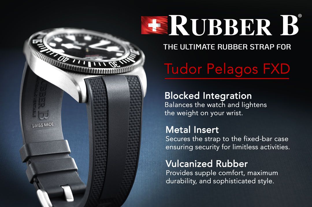 RubberB T808 strap for Tudor Pelagos FXD - Black - side view
