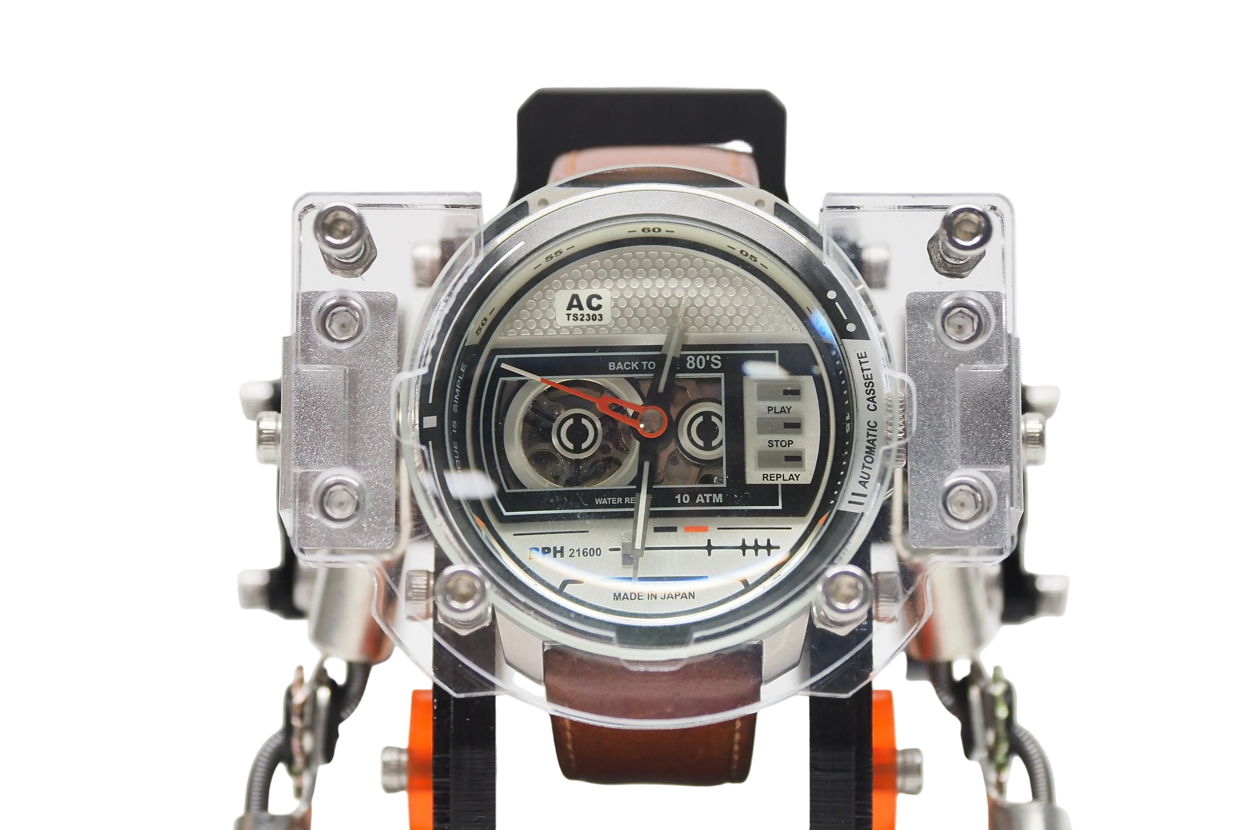 Robotank 2 watch stand by Robotoys, side angle view