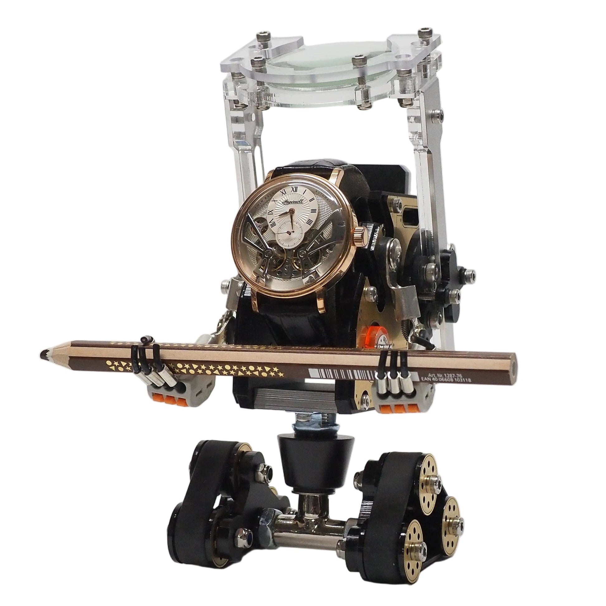 Robotank 2 watch stand by Robotoys, silver finish, main view